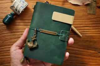 Premium Handmade Plain-Edged Cowhide Leather Notebook with Strap Lock NO10