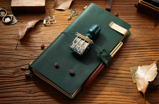 Premium Handmade Plain-Edged Cowhide Leather Notebook with Strap Lock NO10