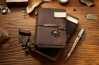 Premium Handmade Plain-Edged Cowhide Leather Notebook with Strap Lock NO10