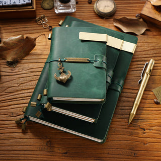 Premium Handmade Plain-Edged Cowhide Leather Notebook with Strap Lock NO10