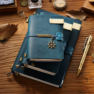 Premium Handmade Plain-Edged Cowhide Leather Notebook with Strap Lock NO10