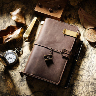 Handmade Leather Journal – Thread-Bound & Refillable - NO007