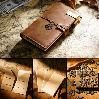 Handmade Leather Journal – Thread-Bound & Refillable - NO007