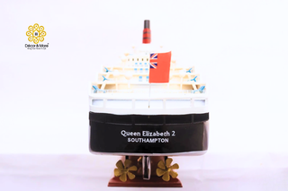 QUEEN ELIZABETH 2 Model Ship 100cm - Handcrafted Wooden Ocean Liner Display