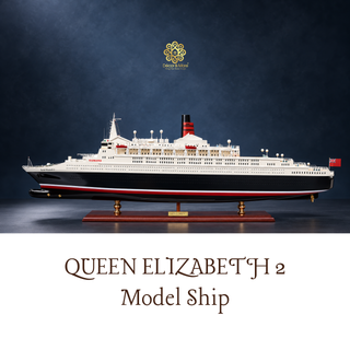 QUEEN ELIZABETH 2 Model Ship 100cm - Handcrafted Wooden Ocean Liner Display