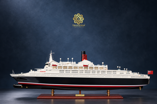 QUEEN ELIZABETH 2 Model Ship 100cm - Handcrafted Wooden Ocean Liner Display