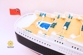 QUEEN ELIZABETH 2 Model Ship 100cm - Handcrafted Wooden Ocean Liner Display