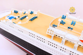QUEEN ELIZABETH 2 Model Ship 100cm - Handcrafted Wooden Ocean Liner Display