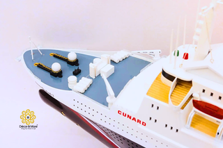 QUEEN ELIZABETH 2 Model Ship 100cm - Handcrafted Wooden Ocean Liner Display