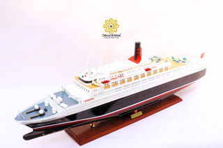 QUEEN ELIZABETH 2 Model Ship 100cm - Handcrafted Wooden Ocean Liner Display