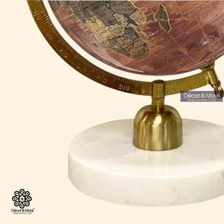 Orange Textured Globe with Marble Base – Luxury Décor