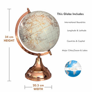 Artistic Decorative Globe 8" - White & Rose Gold Version