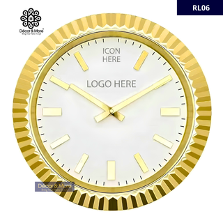 President-Style Gold & White RL Wall Clock