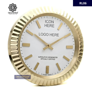 President-Style Gold & White RL Wall Clock