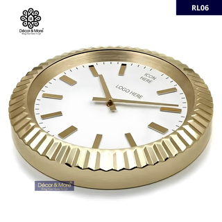 President-Style Gold & White RL Wall Clock