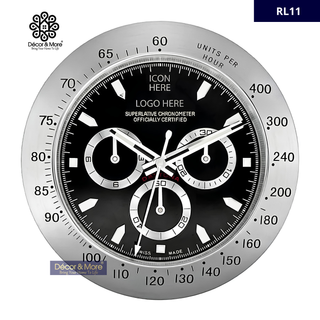 DAY-TON Silver & Black - RL Wall Clock Décoration