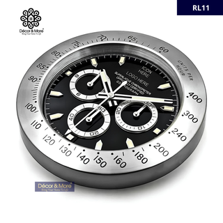 DAY-TON Silver & Black - RL Wall Clock Décoration