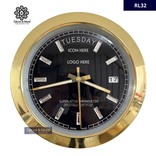 D-Date Classic Gold & Black - RL Wall Clock Décoration