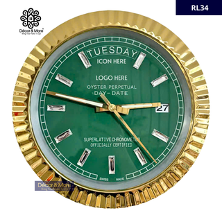 D-Date Classic Gold & Green - RL34 - RL Wall Clock Décoration