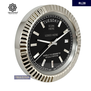 D-Date Classic Silver & Black - RL Wall Clock Décoration