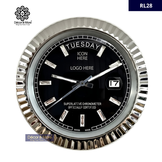 D-Date Classic Silver & Black - RL Wall Clock Décoration