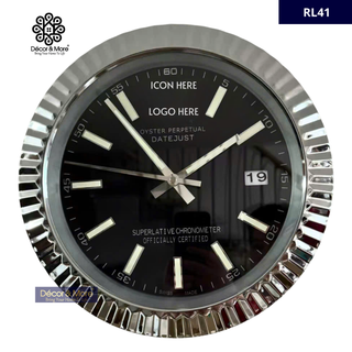 D-Just Classic Rose Silver & Black - RL41 - RL Wall Clock Décoration