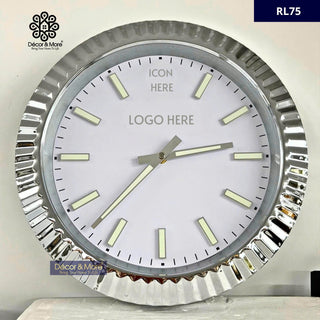 President-Style Silver & White RL Wall Clock