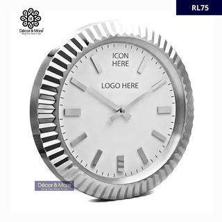 President-Style Silver & White RL Wall Clock