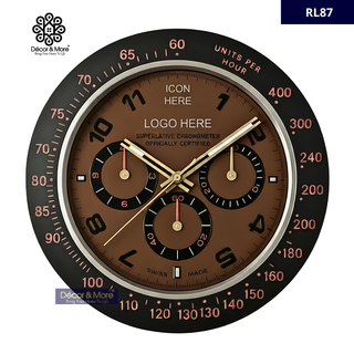Daytona-Style Black & Brown RL87 | Premium Wall Clock Decoration