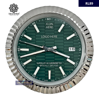 D-Date Classic Silver & Green - RL Wall Clock Décoration