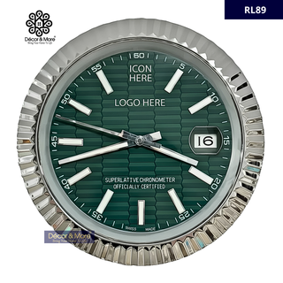 D-Date Classic Silver & Green - RL Wall Clock Décoration