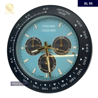 Daytona-Style Black Aqua Blue | Premium Wall Clock Decoration