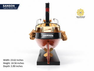 SANSON TugBoat Model Ship 60cm - Handcrafted Wooden Maritime Display