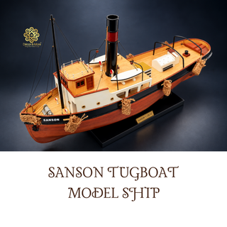 SANSON TugBoat Model Ship 60cm - Handcrafted Wooden Maritime Display