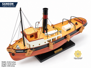 SANSON TugBoat Model Ship 60cm - Handcrafted Wooden Maritime Display