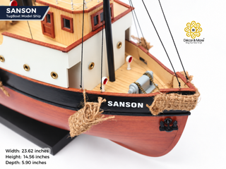 SANSON TugBoat Model Ship 60cm - Handcrafted Wooden Maritime Display