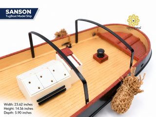 SANSON TugBoat Model Ship 60cm - Handcrafted Wooden Maritime Display