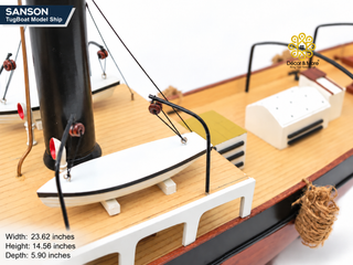 SANSON TugBoat Model Ship 60cm - Handcrafted Wooden Maritime Display