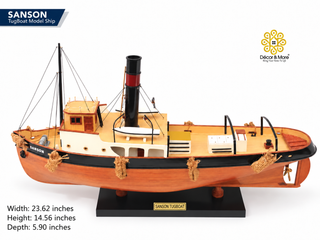 SANSON TugBoat Model Ship 60cm - Handcrafted Wooden Maritime Display