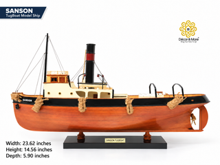 SANSON TugBoat Model Ship 60cm - Handcrafted Wooden Maritime Display