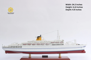 SS Guglielmo Marconi Wooden Ship Model 87cm – Handcrafted Ocean Liner Display