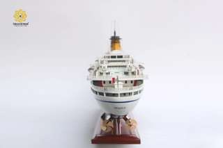 SS Guglielmo Marconi Wooden Ship Model 87cm – Handcrafted Ocean Liner Display