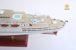 SS Guglielmo Marconi Wooden Ship Model 87cm – Handcrafted Ocean Liner Display