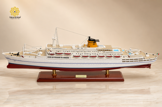 SS Guglielmo Marconi Wooden Ship Model 87cm – Handcrafted Ocean Liner Display