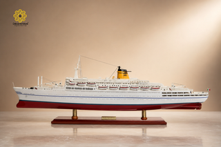 SS Guglielmo Marconi Wooden Ship Model 87cm – Handcrafted Ocean Liner Display
