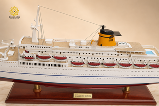 SS Guglielmo Marconi Wooden Ship Model 87cm – Handcrafted Ocean Liner Display