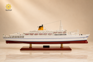 SS Guglielmo Marconi Wooden Ship Model 87cm – Handcrafted Ocean Liner Display