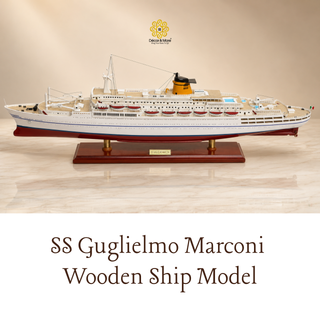 SS Guglielmo Marconi Wooden Ship Model 87cm – Handcrafted Ocean Liner Display