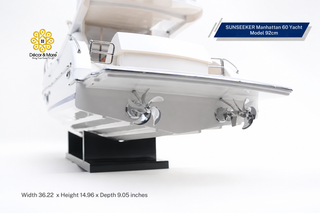 SUNSEEKER Manhattan 60 Yacht Model 92cm - Handcrafted Natural Wood Luxury Yacht Display