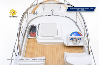 SUNSEEKER Manhattan 60 Yacht Model 92cm - Handcrafted Natural Wood Luxury Yacht Display